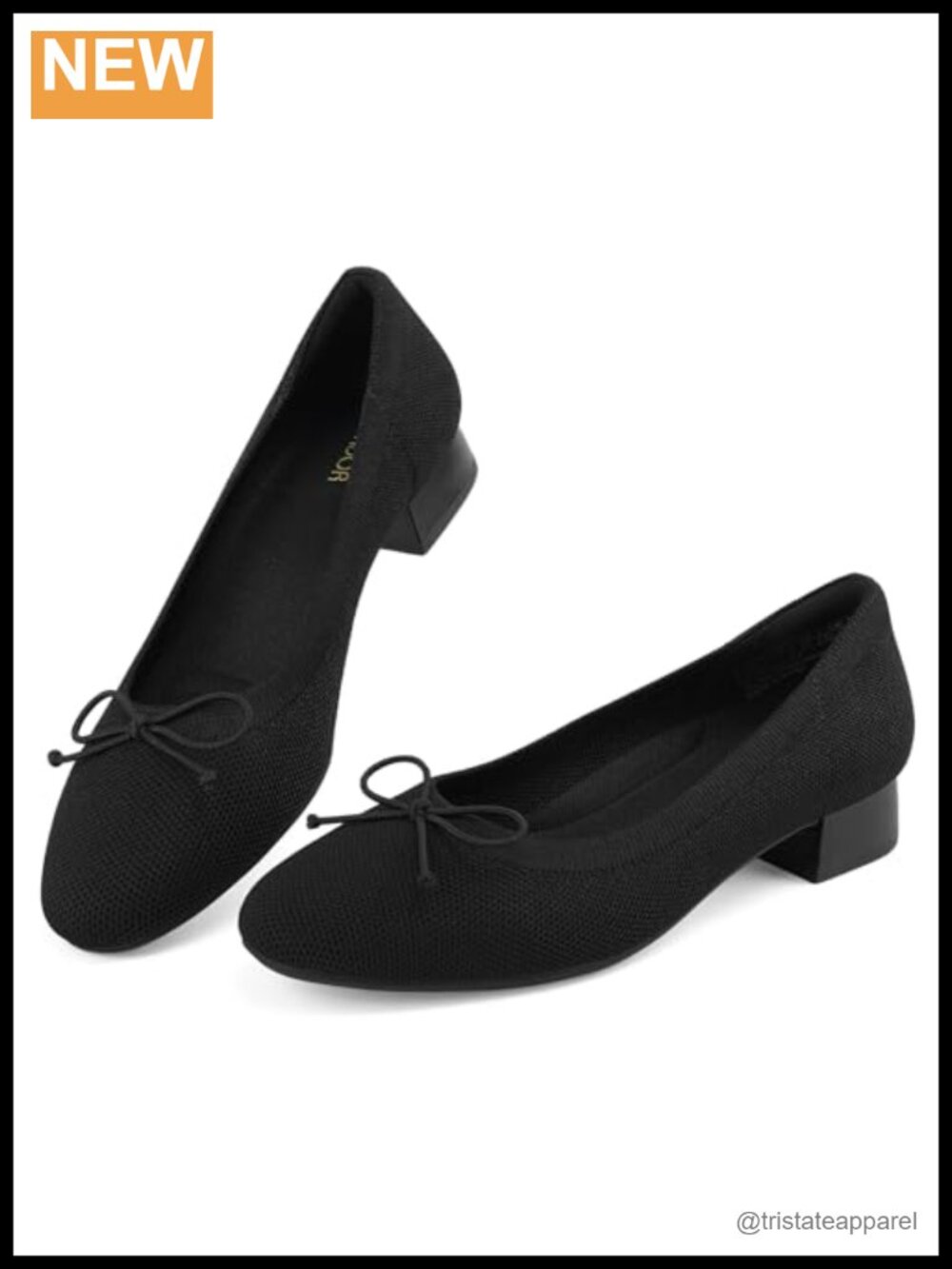 Knit Low Block Chunky Pumps Round Toe Pull-On Dress Heels Office